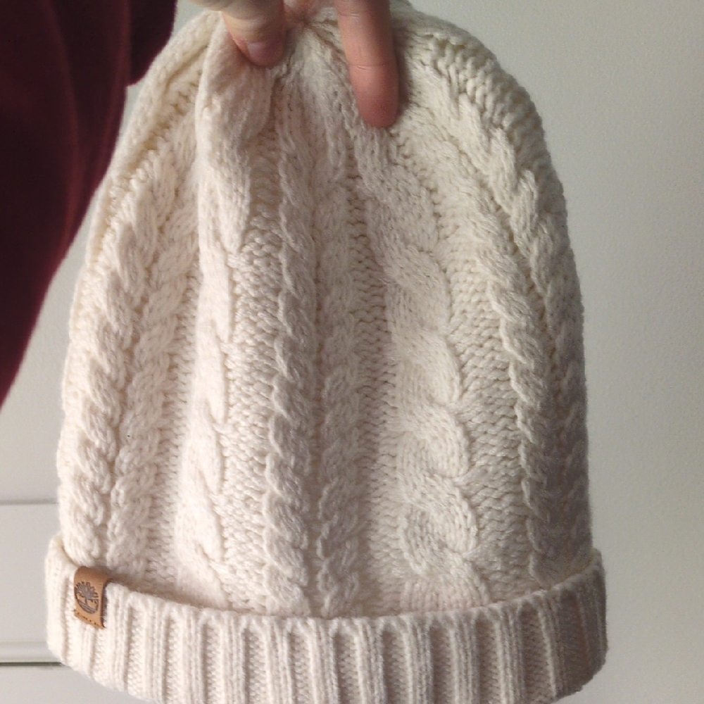 Timberland Cream Cable Knit Beanie
